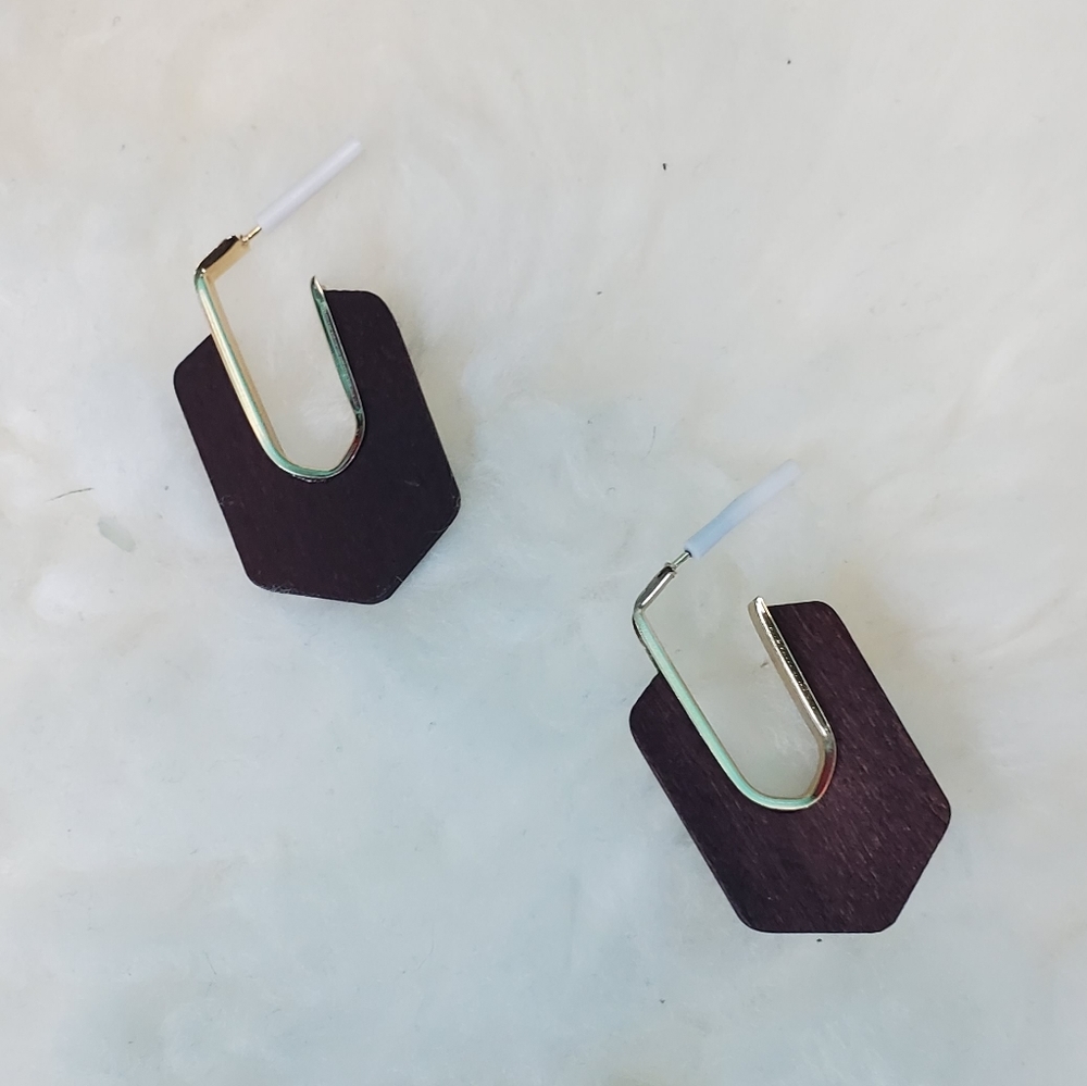 Geometric Earrings Made of Wood
